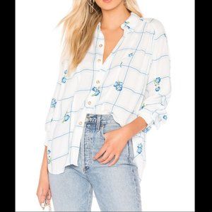 Free People Window To My Heart Button Down Shirt: Zinc White Combo: Medium: NWT